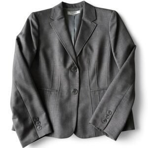 Kasper Grey Jacket Tailored Office Business Professional Blazer 12 Large